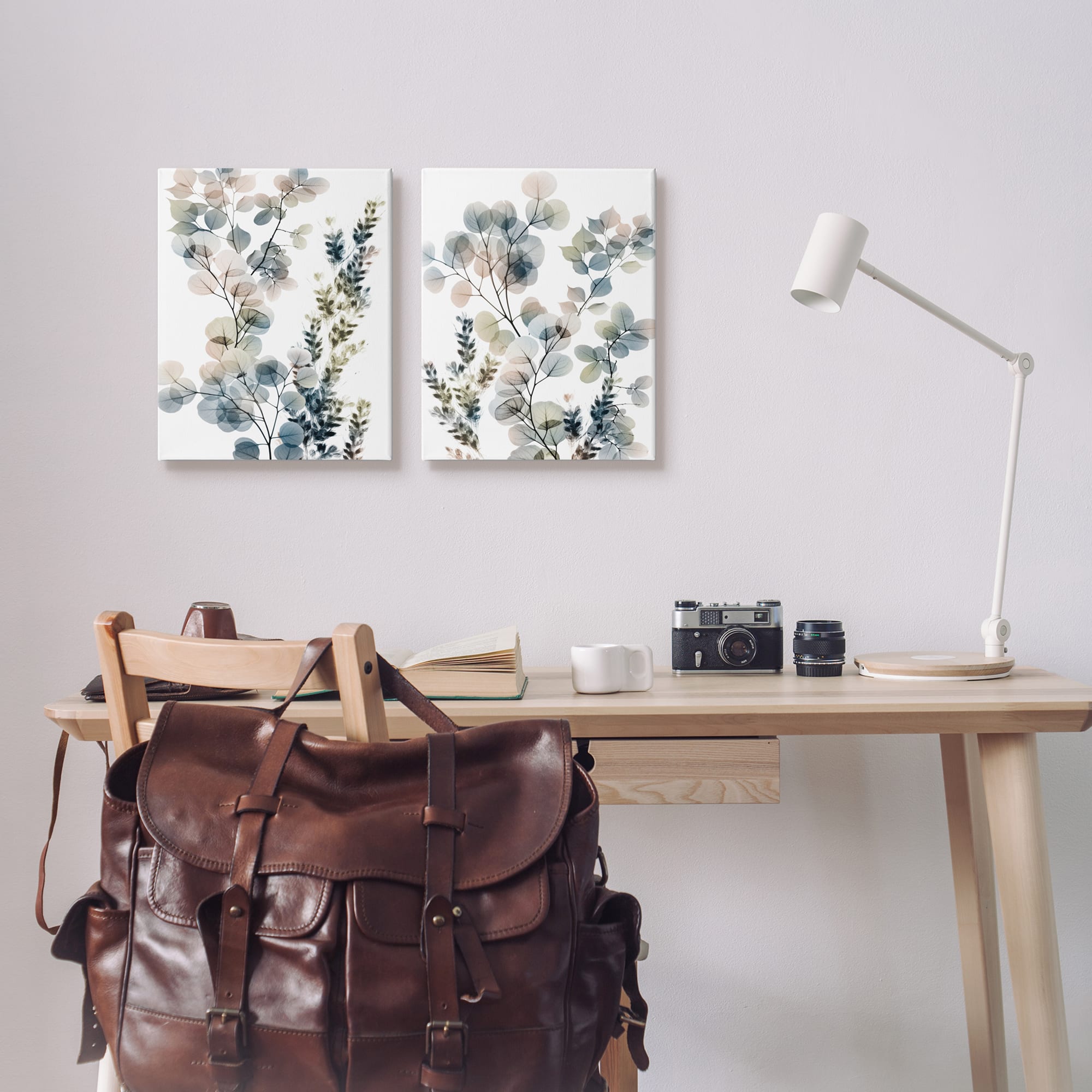 Stupell Industries Collage of Translucent Plants Blue Green BeigeCanvas Wall Art